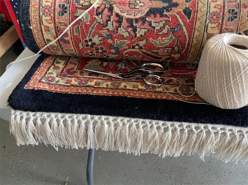 Rug after fringe replacement